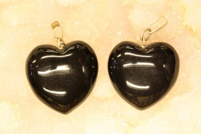 Obsidian sort hjerteanheng ca 27 x 12mm
