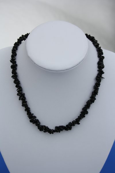 Onyx sort chipskjede med lås 45cm