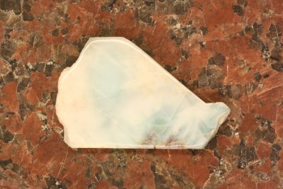 Larimar polert skive 22g 31x48mm 8mm tykk