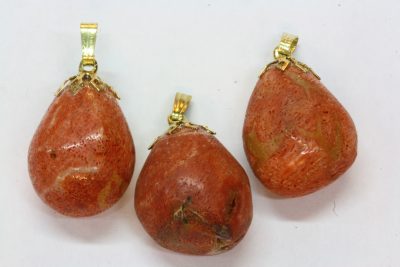 Korall rød tulipananheng med gullfarget topp 2 til 3cm