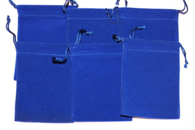 Smykkepose blå velur 7.5x10cm