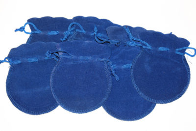 Smykkepose blå velur 8x9cm