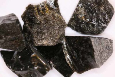 Obsidian sølv råsteinsbit ca 4cm