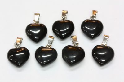 Obsidian sort hjerteanheng ca 15 x 8mm