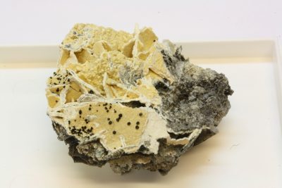 Chiavennitt D 8g 3×3.5cm fra Tuften quarry i Tvedalen, Norge. Montert i plasteske
