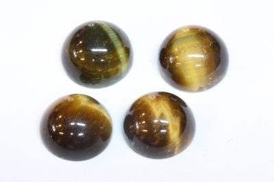 Tigerøye cabochon 4stk ca ø9mm 5mm tykk fra Namibia