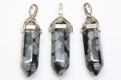 Obsidian snefnugg krageanheng ca 4cm