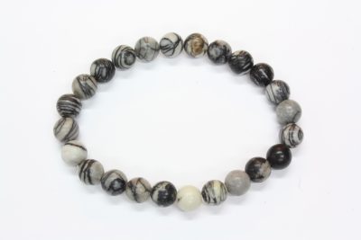 Spiderweb jaspis strikkarmbånd med ø8mm kuler