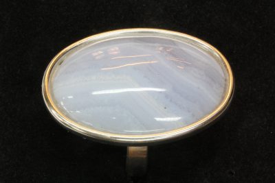 Agat Blonde sølvring, justerbar med 22 x 30mm stein