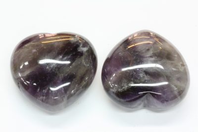 Fluoritt fiolett lommehjerte  40mm