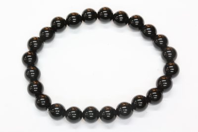 Obsidian sort strikkarmbånd med ø8mm kuler