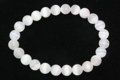 Selenitt strikkarmbånd med ø8mm kuler