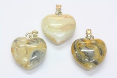 Agat knipling hjerteanheng 20x10mm