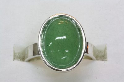 Aventurin grønn sølvring, justerbar med 10 x 14mm stein.
