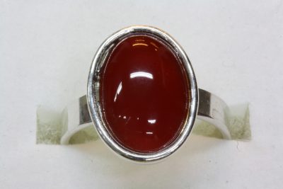 Carneol sølvring, justerbar med 10 x 14mm stein.