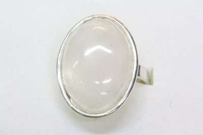 Rosenkvarts sølvring, justerbar med 18 x 25mm stein.