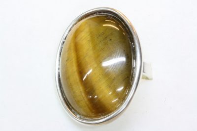 Tigerøye sølvring, justerbar med 22 x 30mm stein.