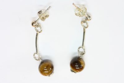 Tigerøye sølv ørestikker med 8mm kule