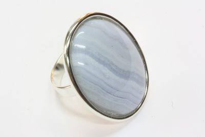 Blondeagat sølvring, justerbar med 22 x 30mm stein.