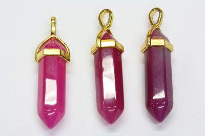 Agat rosa gull farget, krageanheng ca 4cm